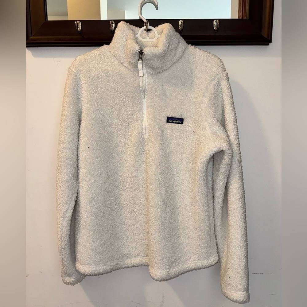 Patagonia Women's White Fleece Sweater Los Gatos 1/4-Zip Fleece Size Large